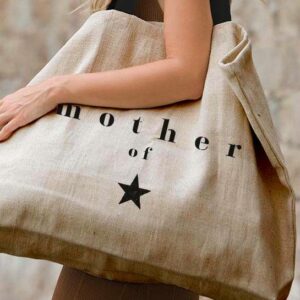 joli sac cabas cadeau personnalisé pour maman en matières naturelles