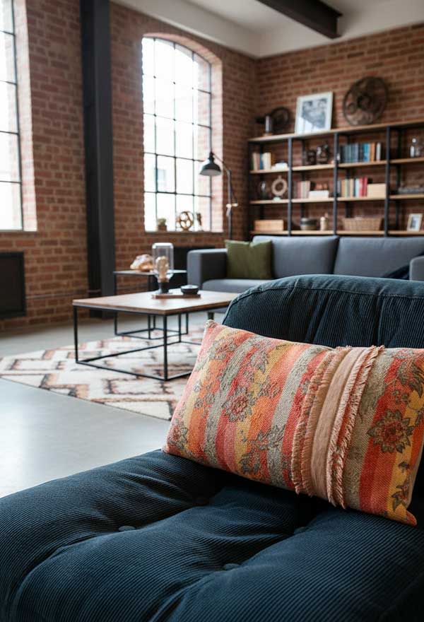 Housse de coussin "Rayé fleurs"