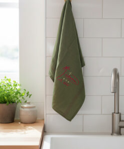 Torchons Lin ancien kaki