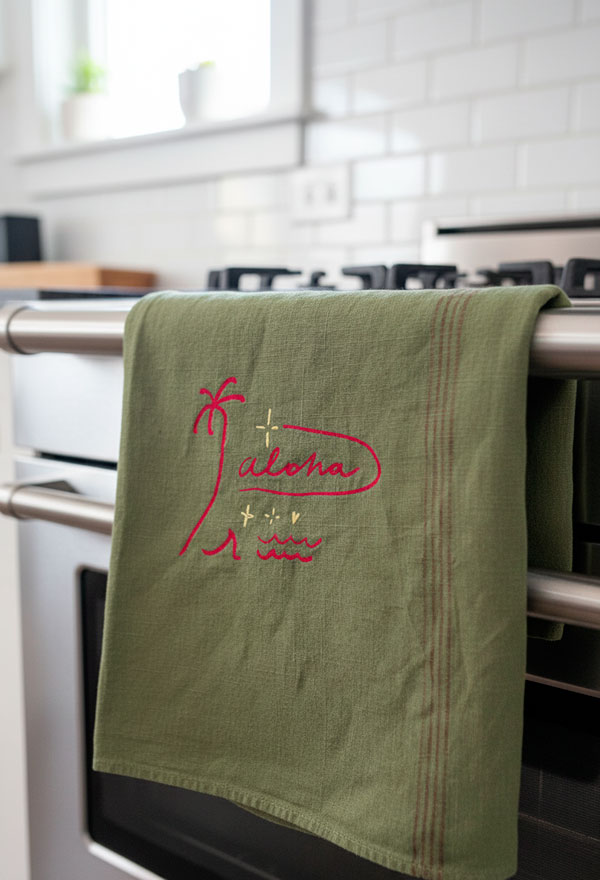 Torchons Lin ancien kaki – Image 3