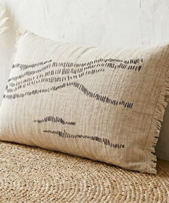DUNES - Coussin lin ancien brodé main