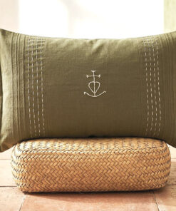 GARDIAN - Coussin linge ancien brodé main