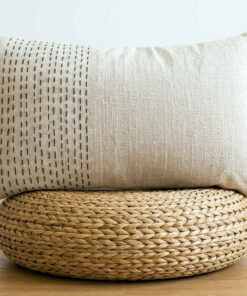 SASHIKO - Coussin lin ancien brodé main