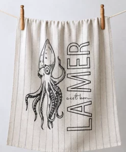 Torchon en lin sérigraphié – La Mer